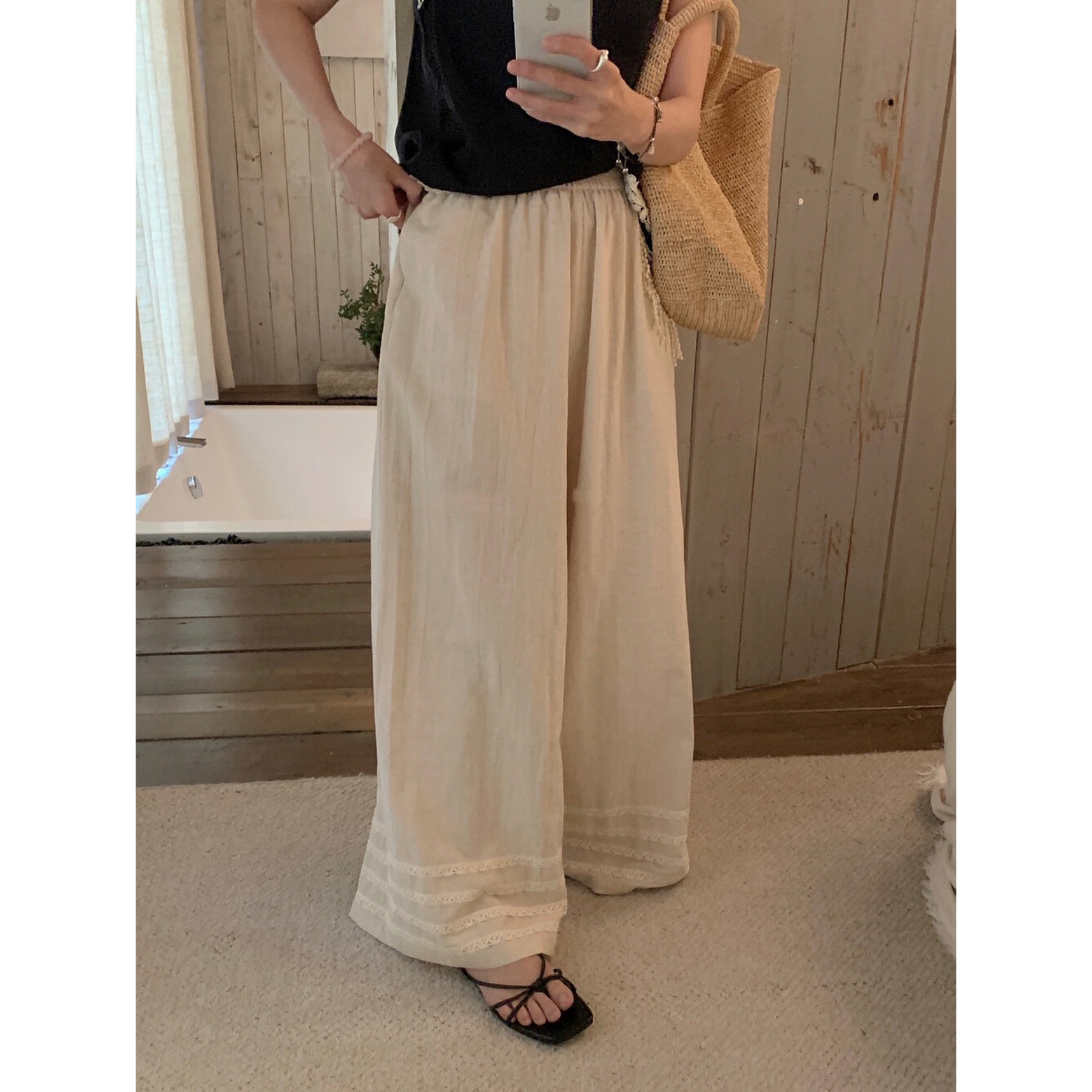 No退No换 韩系ins风设计感显瘦显高阔腿裤