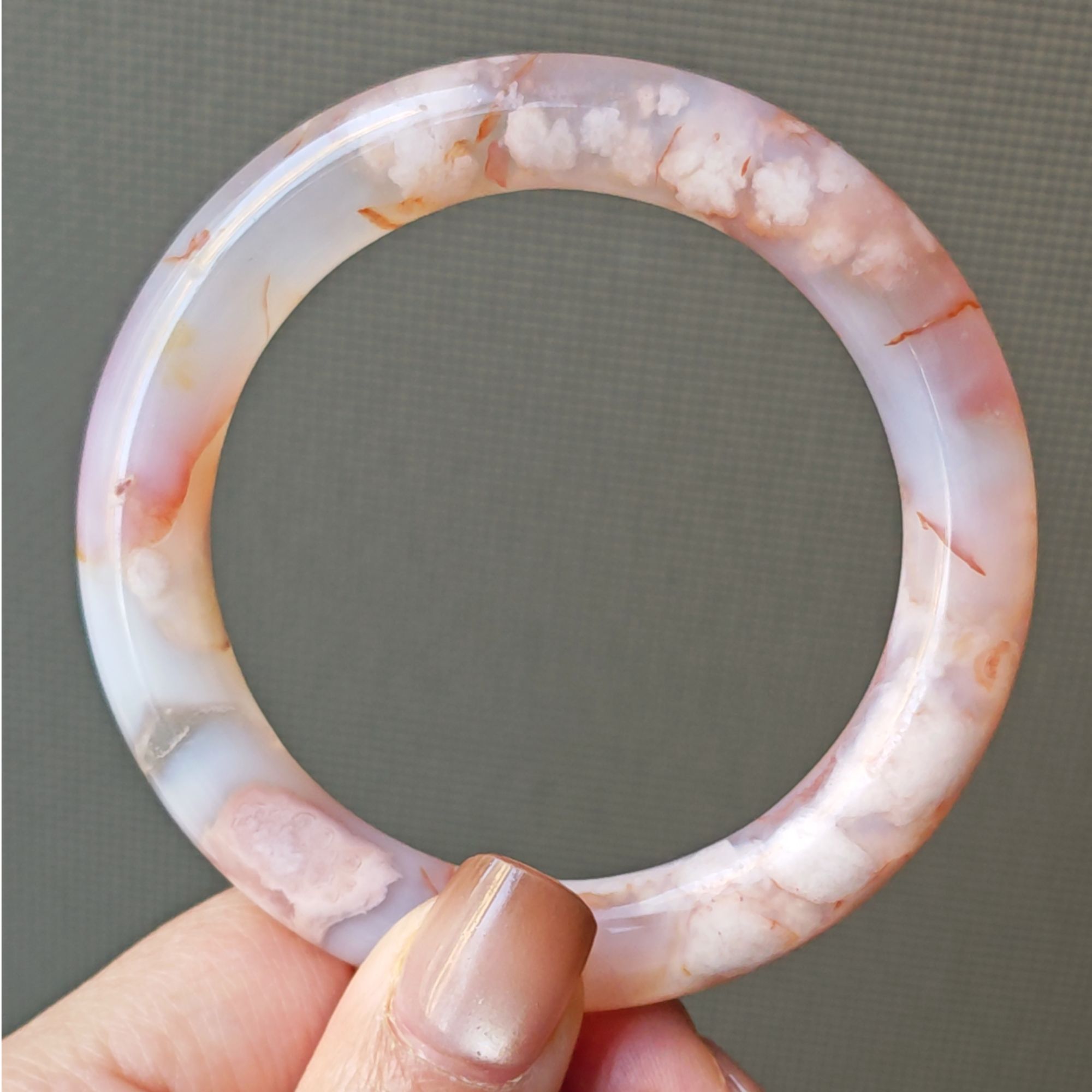 54-55圈口【联系客服有优惠】天然樱花玛瑙玉石水晶手镯手串小件if