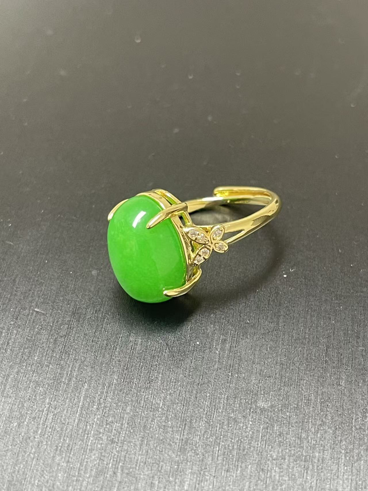 翡翠戒指14k金气质