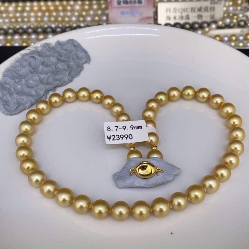 【闪购商品】海水珍珠颈饰未镶嵌钱*了金珠项链8.7-9.9mm兔