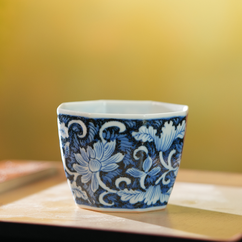 瓷语慕古蓝地宝莲八方杯