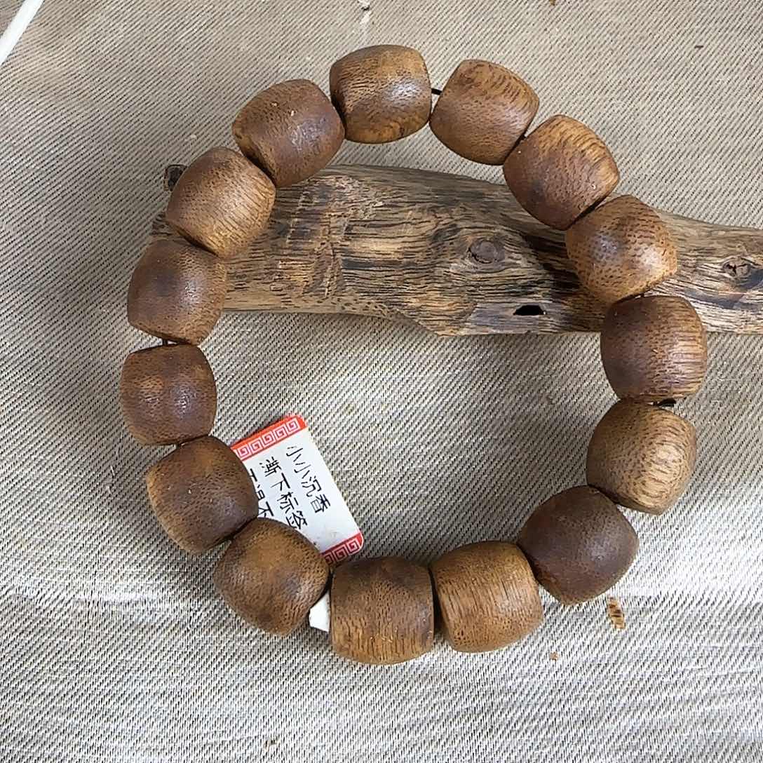 沉香碎屑沉香勾丝➕白棋母树15鼓珠单圈收藏级