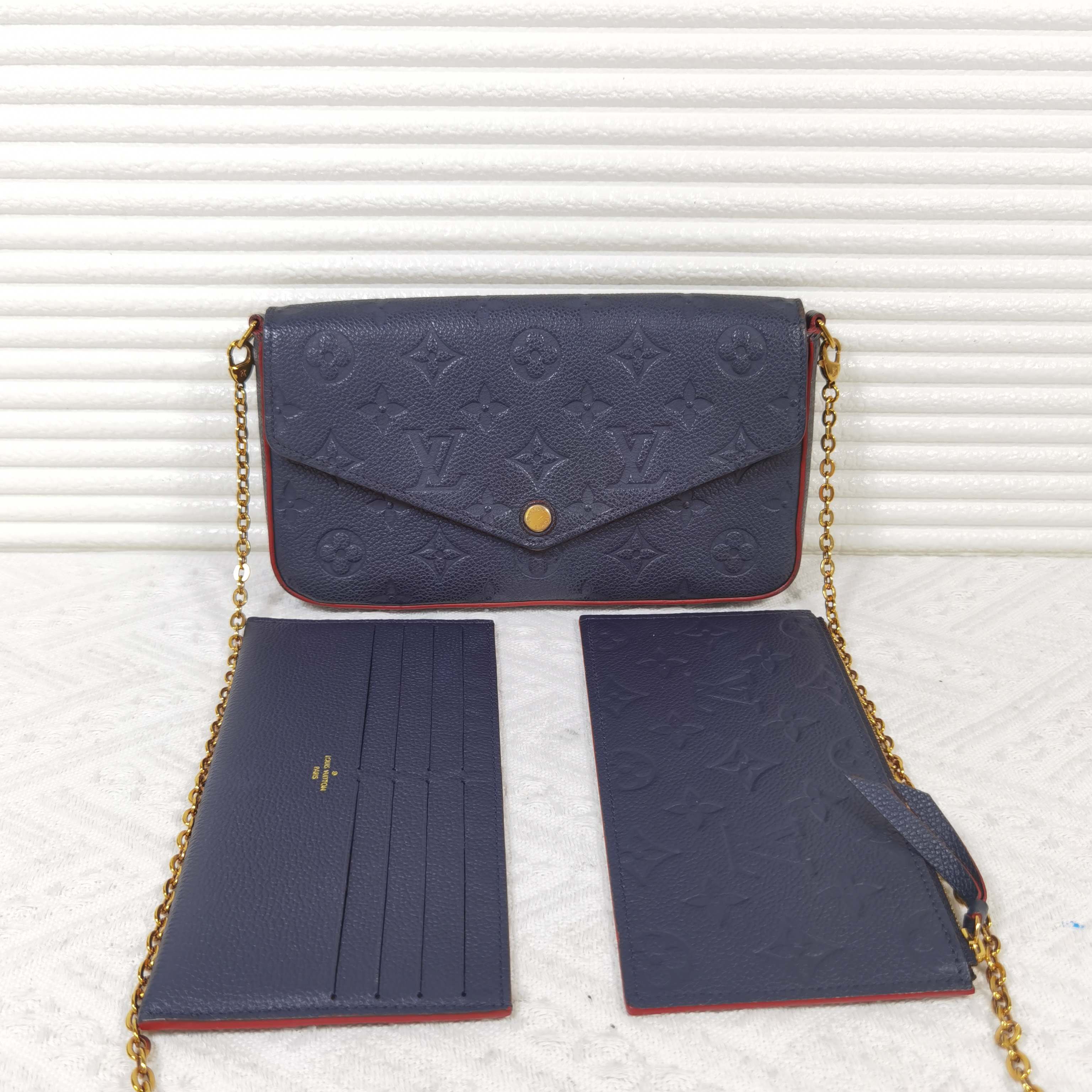 95新 LouisVuitton/路易威登 LV felicie 三合一链条包斜挎包woc