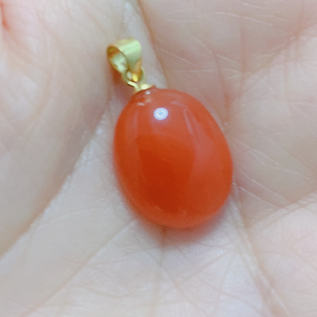 南红玛瑙银S925镶嵌吊坠(不含链)