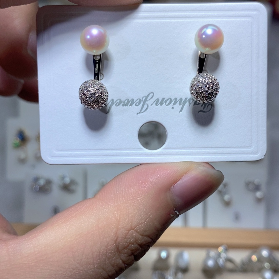 耳饰淡水珍珠银S925镶嵌