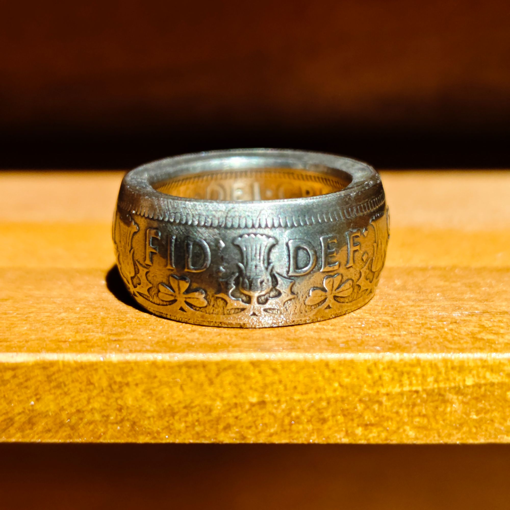 英国两先令女王硬币复古指环