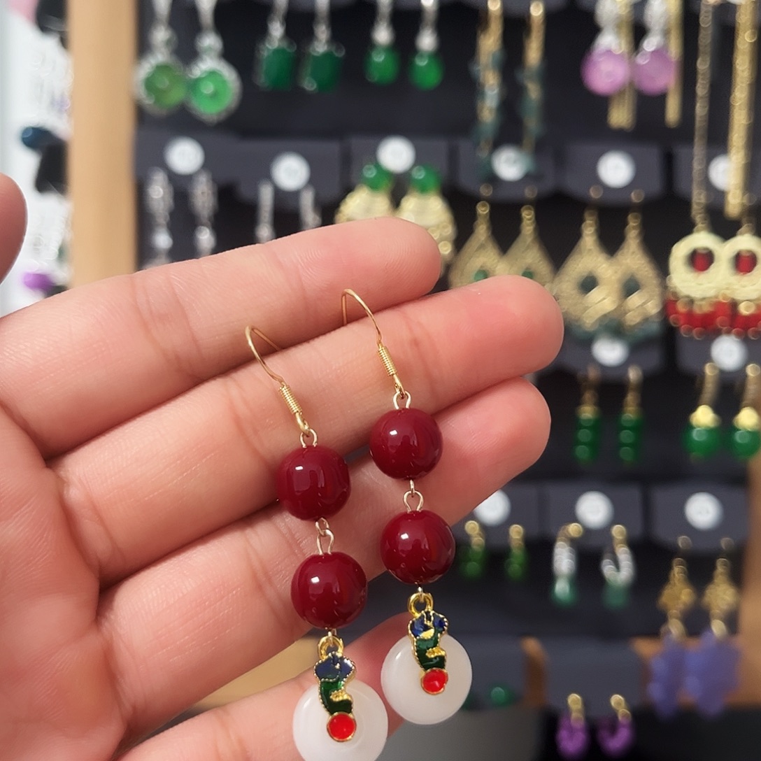 锆石纯铜925银耳饰