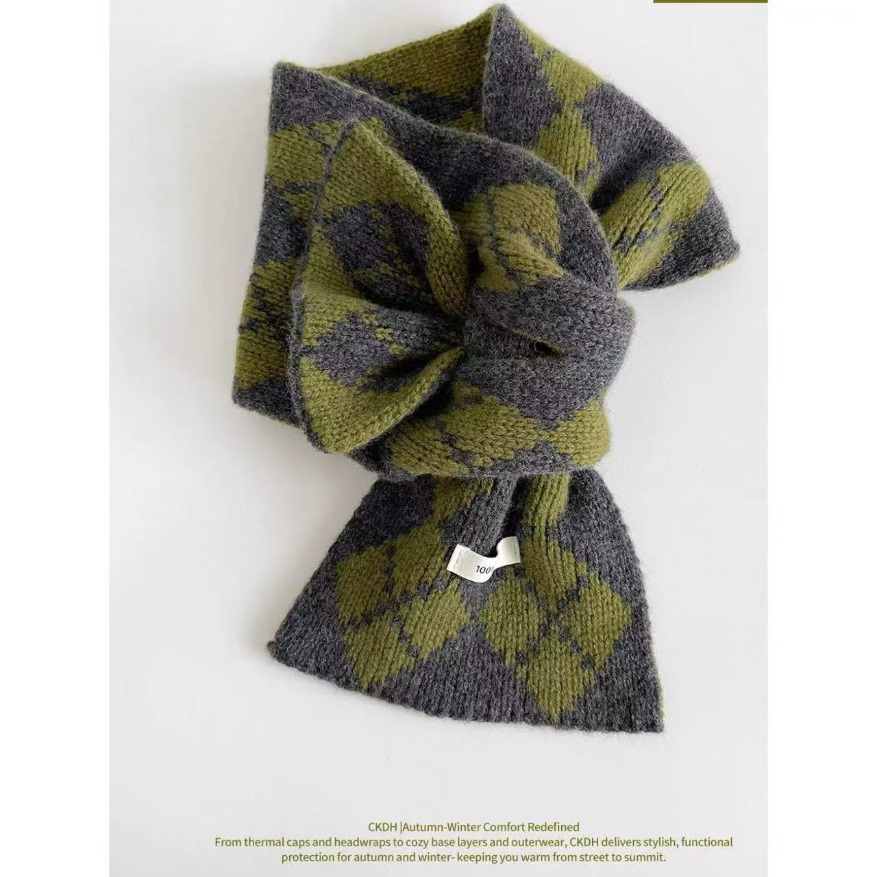 费尔岛风提花针织围巾女秋冬季韩系加厚保暖护颈百搭复古围脖毛线