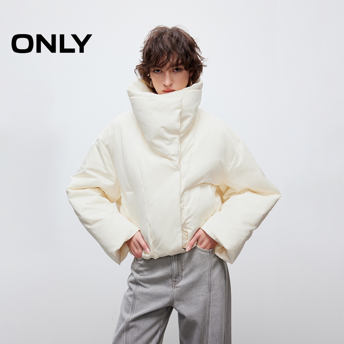 ONLY2025冬季新款保暖舒适纯色90白鸭绒短款羽绒服女|125423024