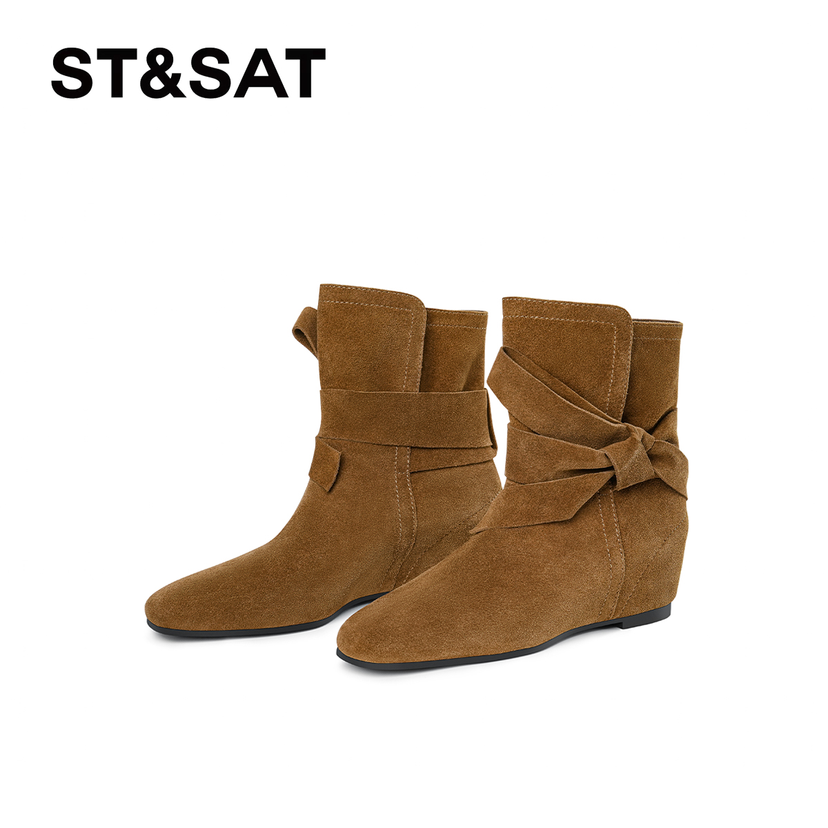 St&Sat/星期六休闲真皮经典英伦风时装靴秋冬复古百搭时尚牛仔靴
