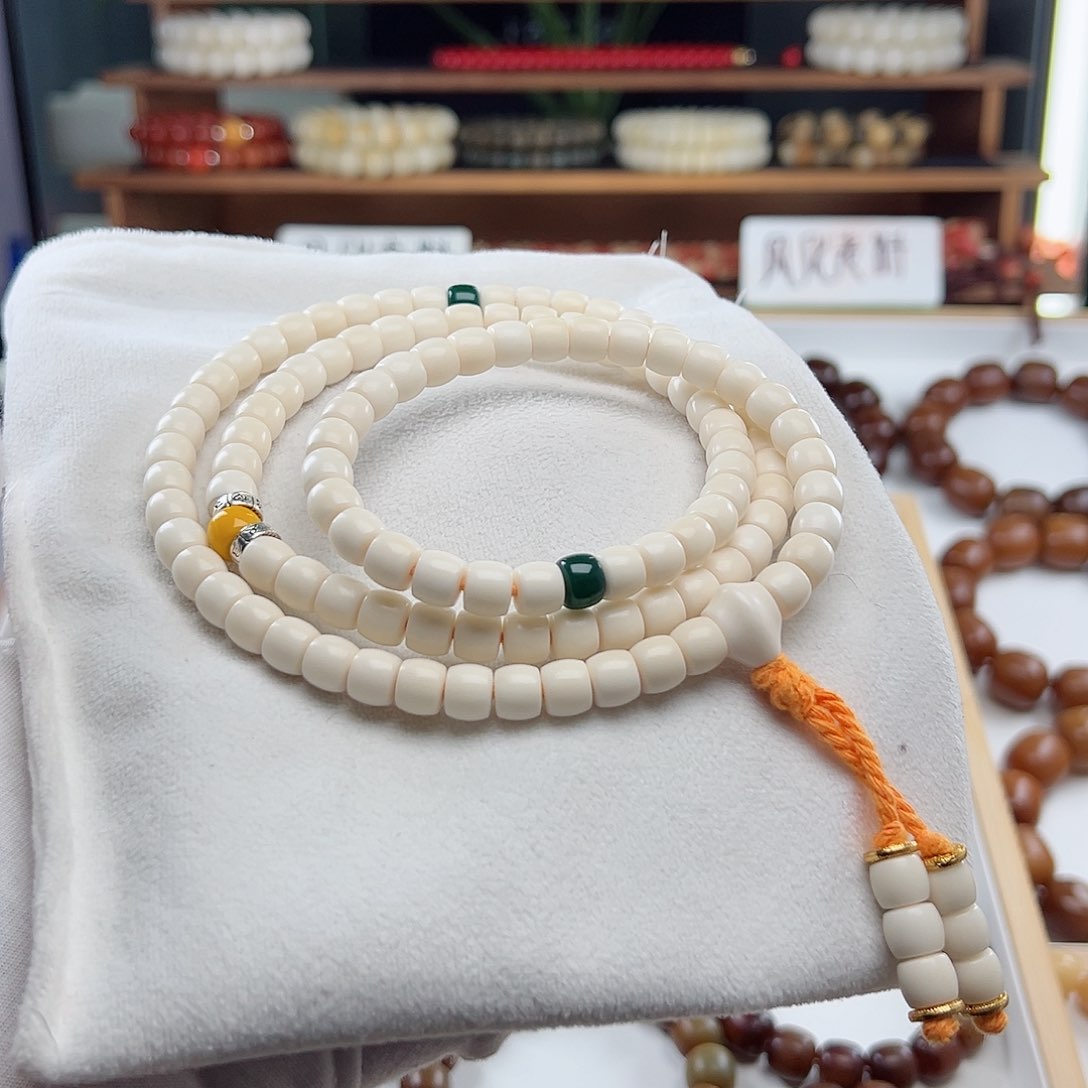 菩提根/象牙果手串卡8白玉菩提108 直切S13