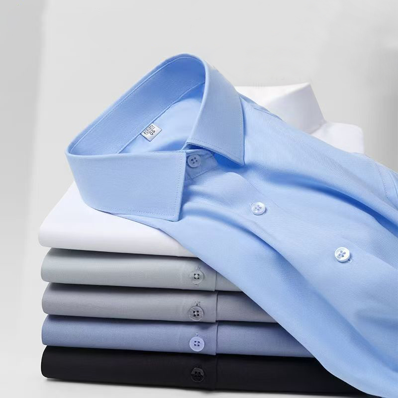 【3件装】高品质衬衫免烫男长袖秋天剪标方领衬衫男装休闲白色透气