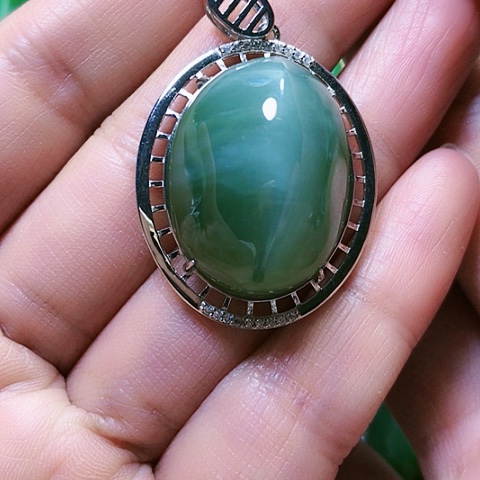 和田玉戒指银S925镶嵌