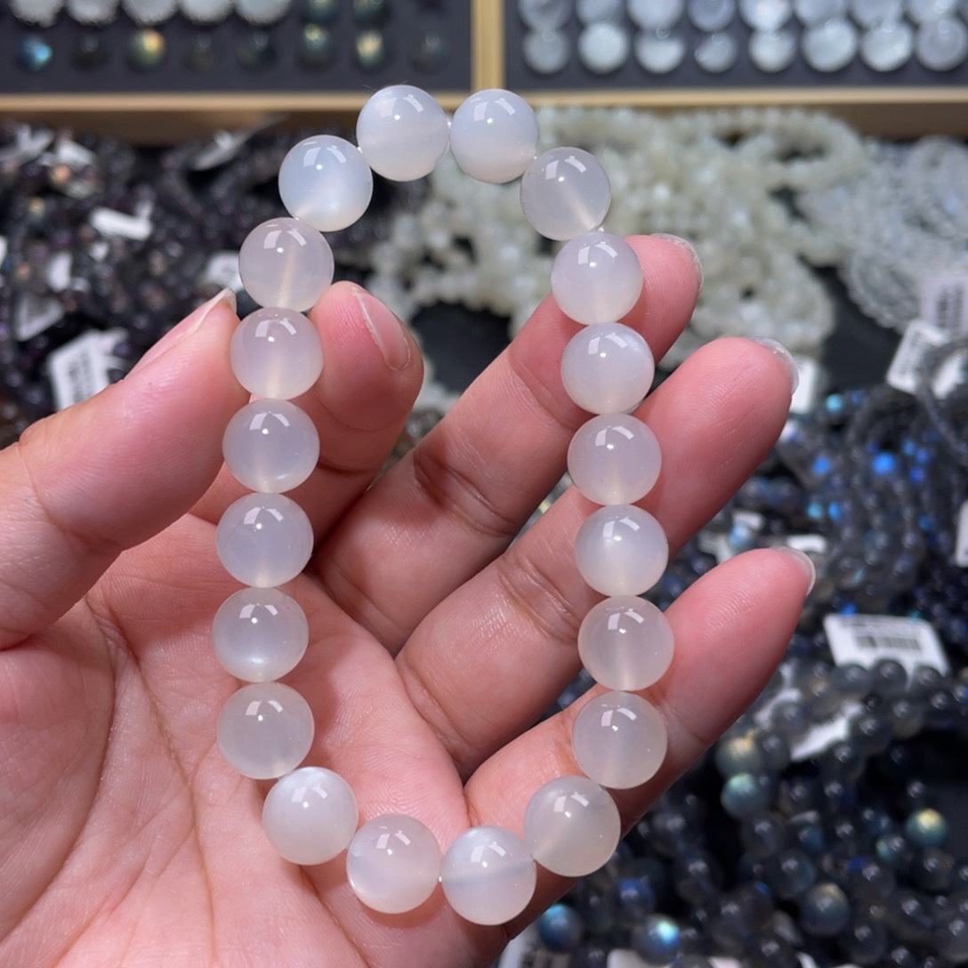 月光石手链未镶嵌十*幺白月光手链10mm