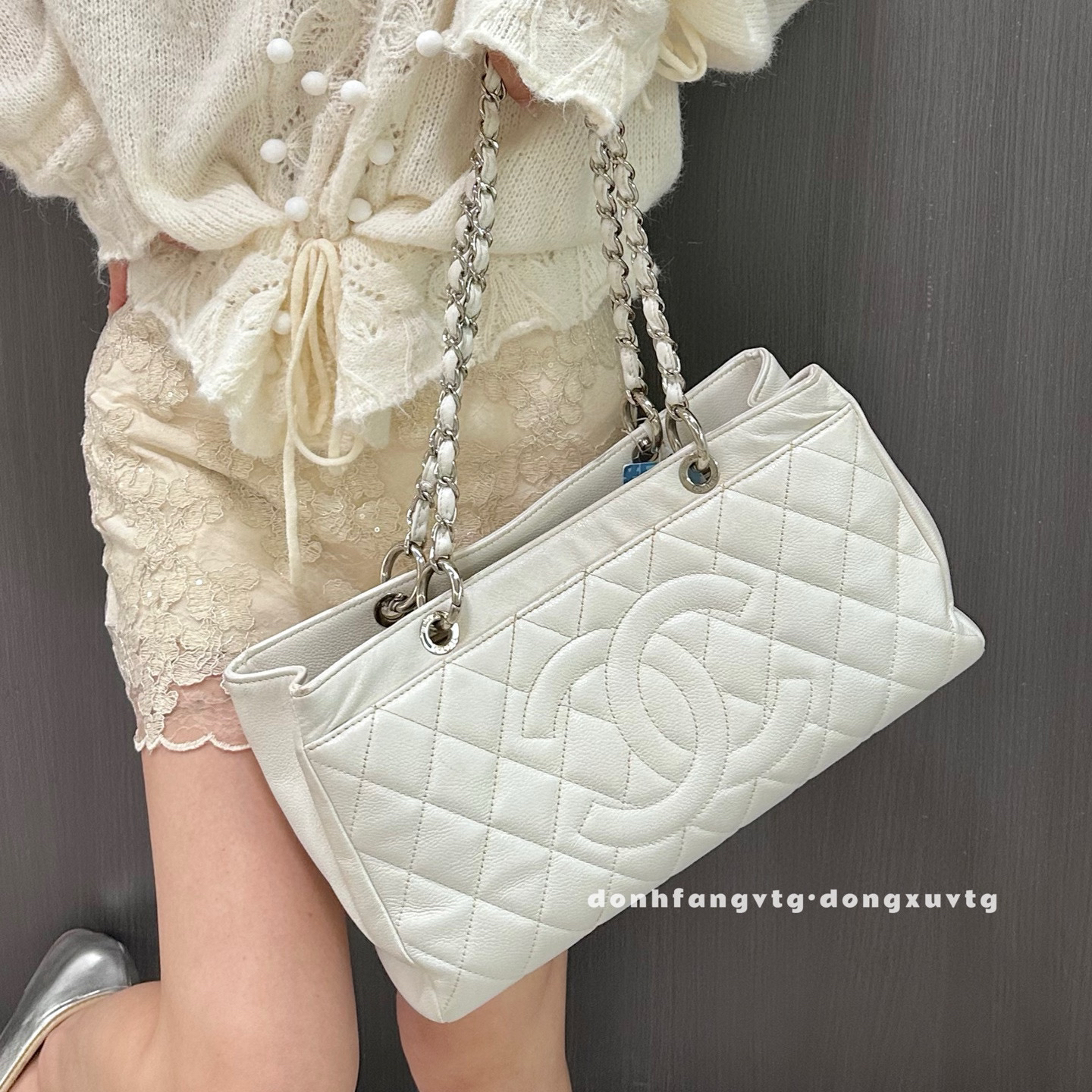 95新 Chanel/香奈儿 chanel 白色横版gst单肩包