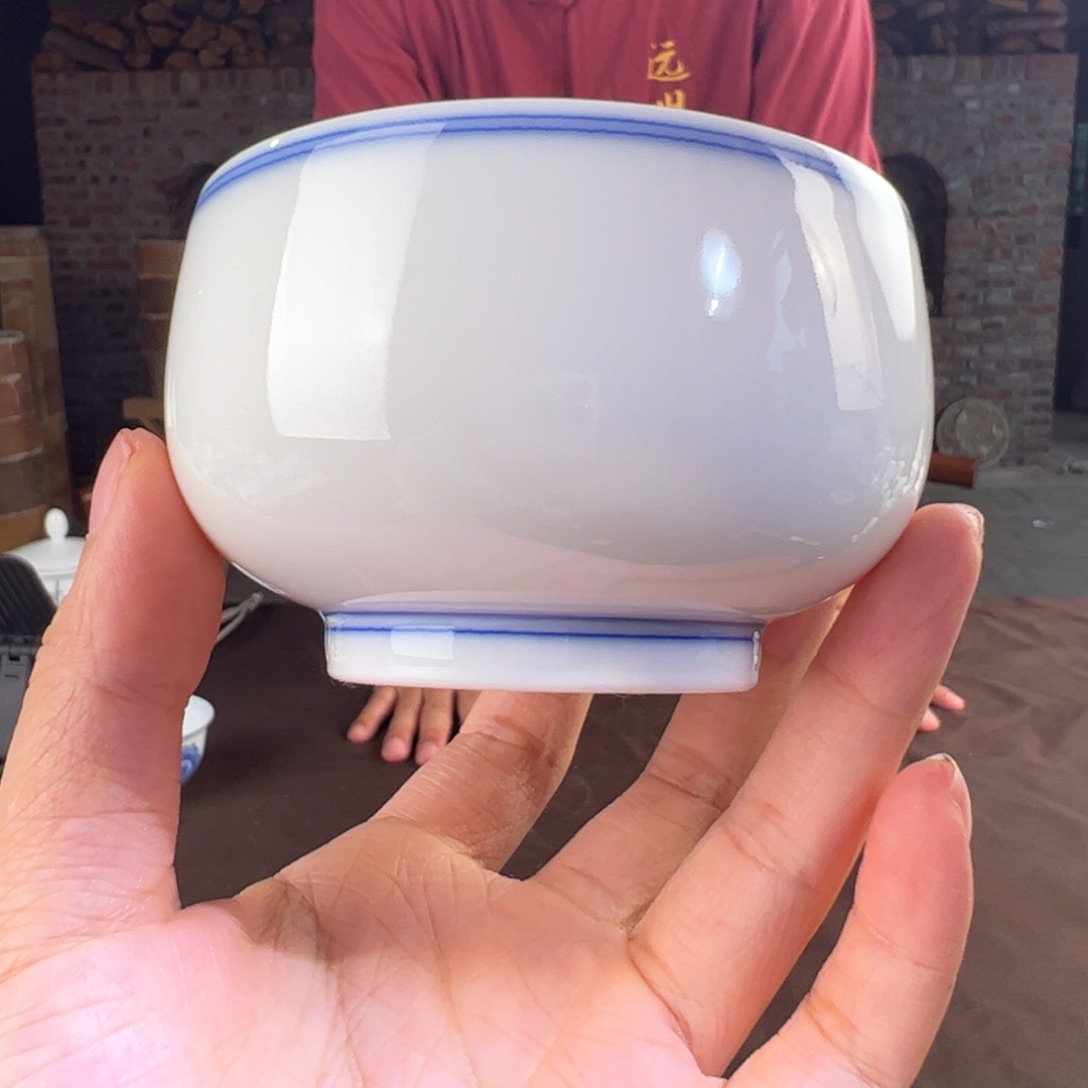 柴窑青花双圈主人杯（吸烟微瑕）