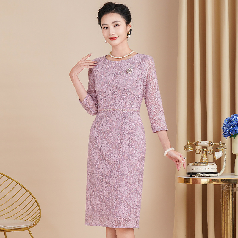 简约大方蕾丝温柔喜婆婆喜妈妈日常可穿2025春装气质端庄礼服6596