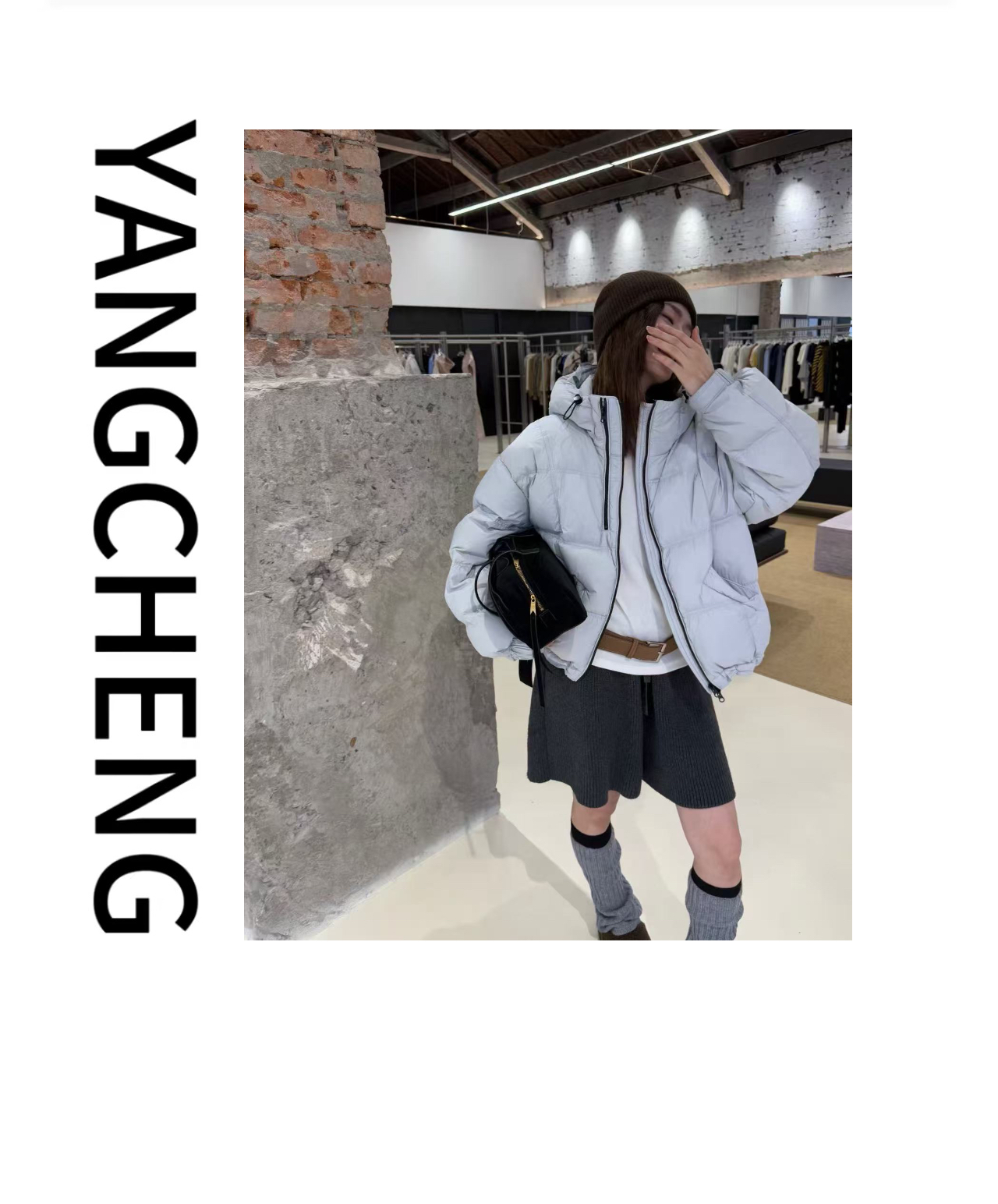 【YC-羽绒服】时尚休闲连帽宽松加厚保暖冬季韩版女款拼接设计师