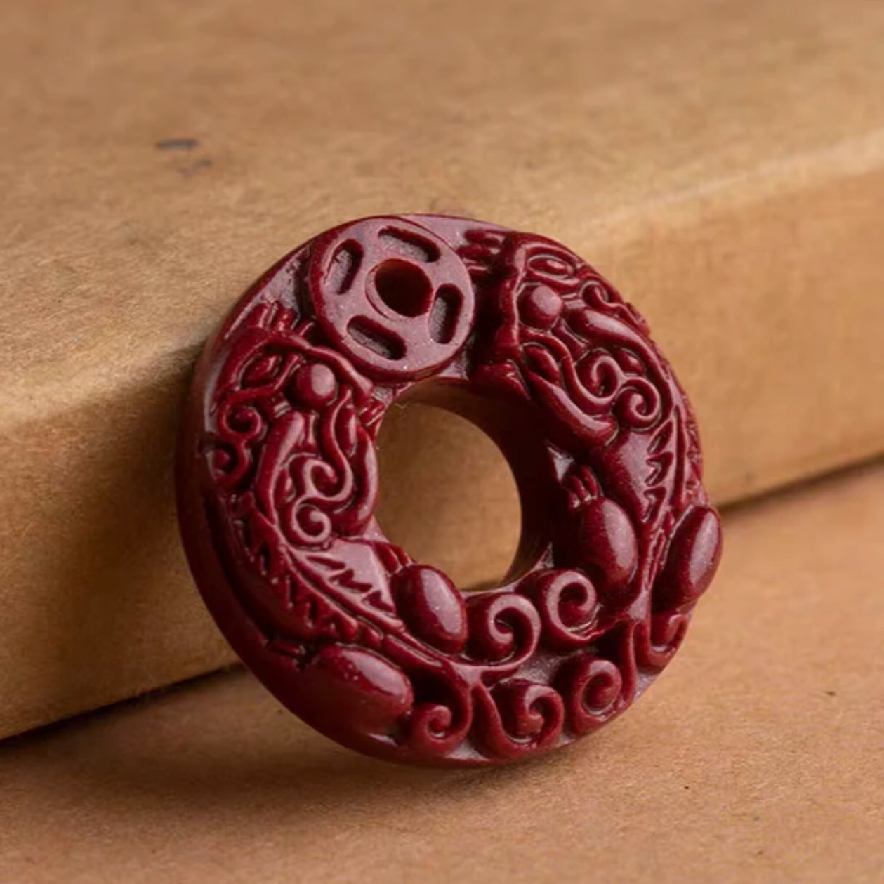 含辰砂工艺品高含量朱砂紫金砂双貔貅平安扣吊坠钥匙扣手机挂件