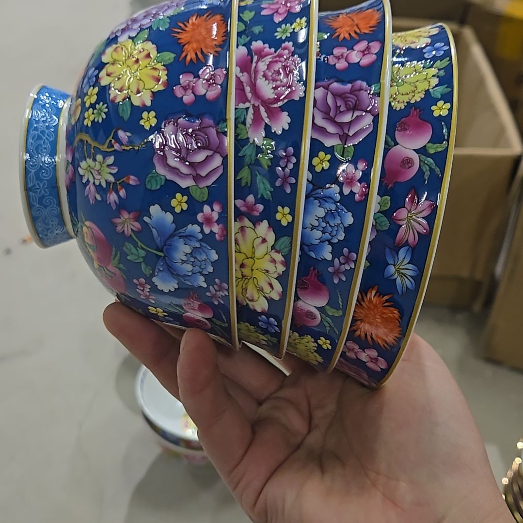 碗微瑕珐琅彩5寸4个万花面碗66666