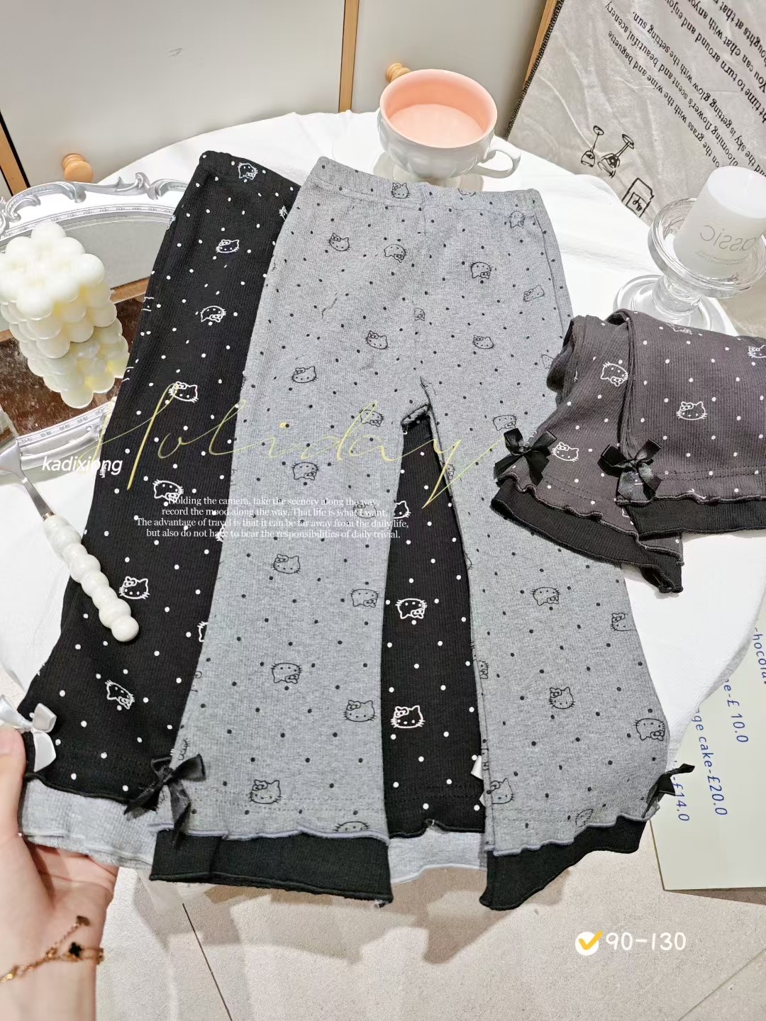 女童韩版三季百搭KT波点微喇打底裤A31