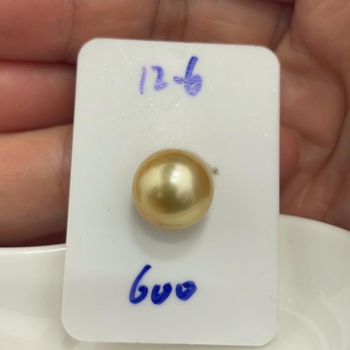 海水珍珠裸珠12.6mm正圆炫彩金珠