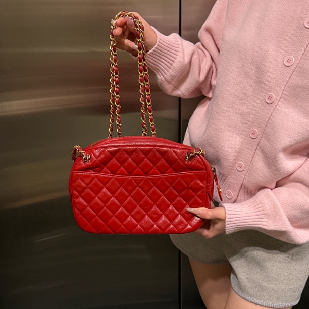 95新 Chanel/香奈儿 95新复古红相机斜挎包