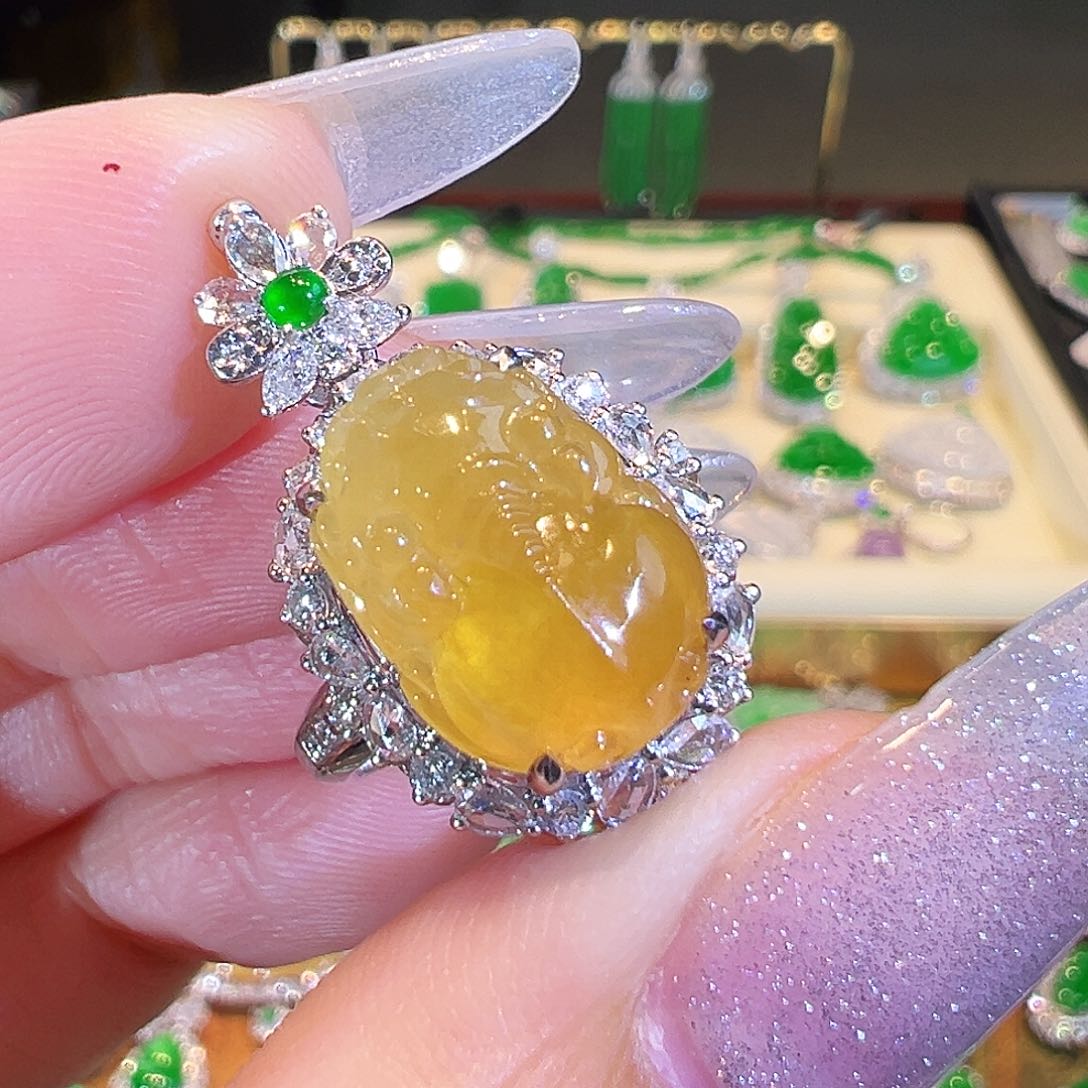 翡翠戒指18K金镶嵌两用款