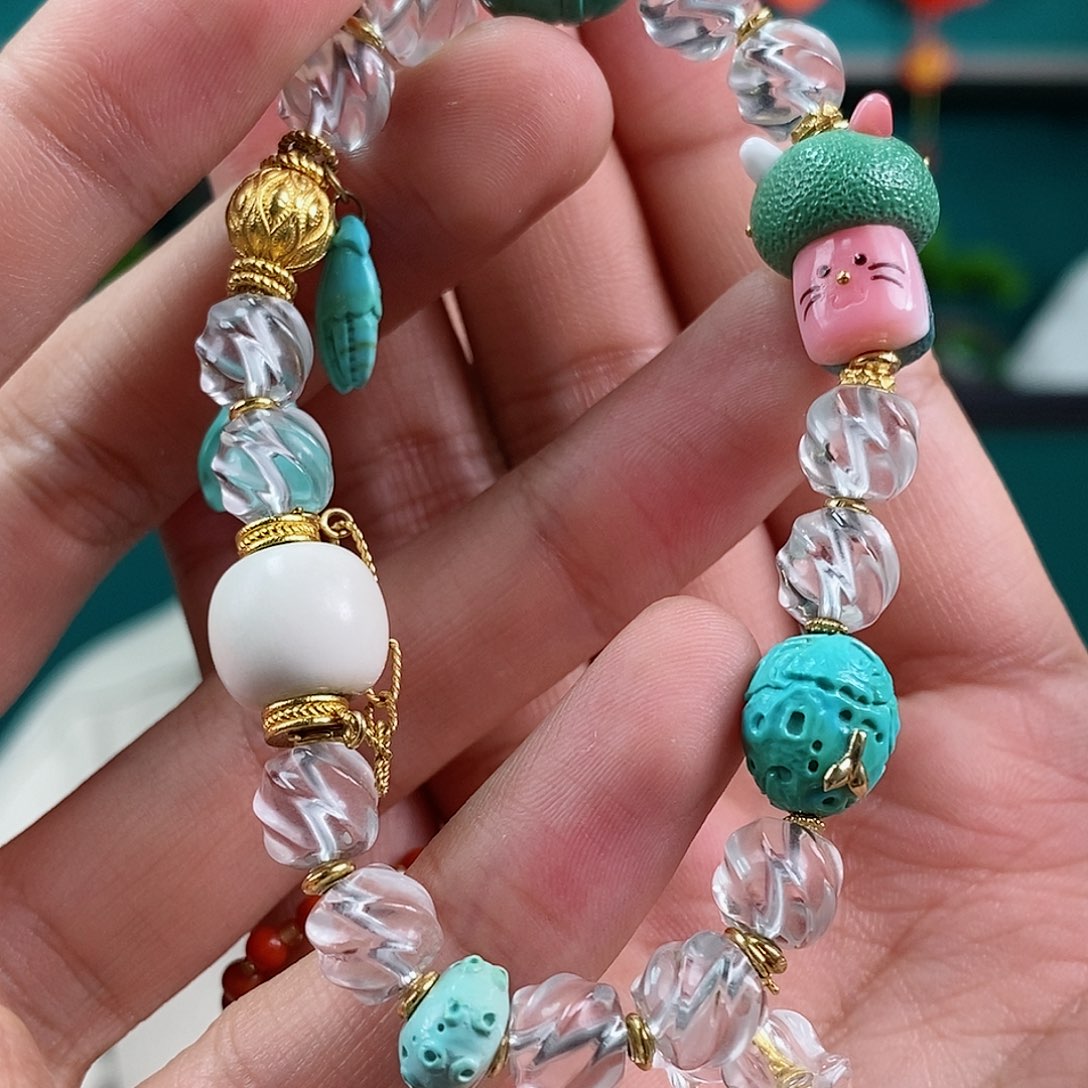 绿松石珠宝奇石18K金镶嵌