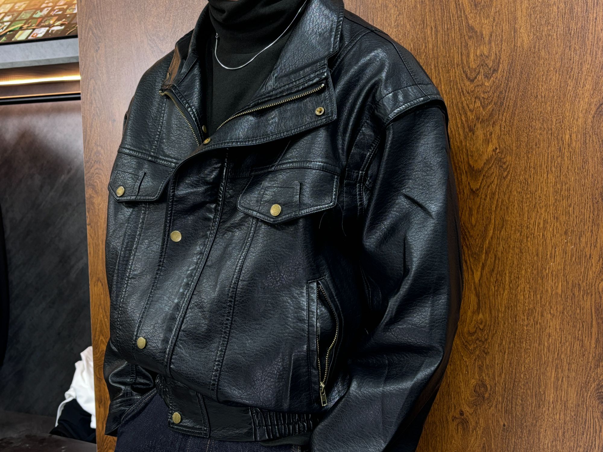 立领牛仔皮衣加绒美式翻领短款水洗韩版厚款男男士时尚休闲百搭