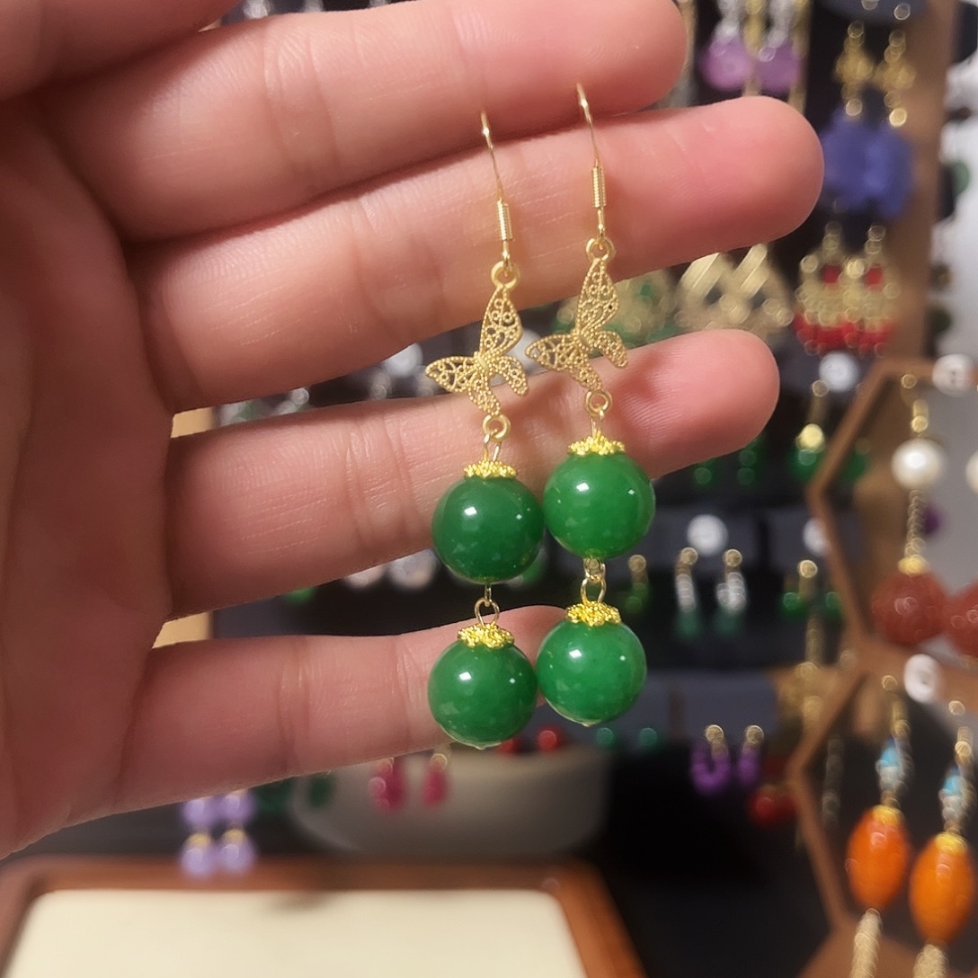 锆石纯铜925银耳饰