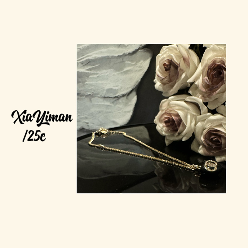 铜合金项链 复古黑桃心项链MZ3070