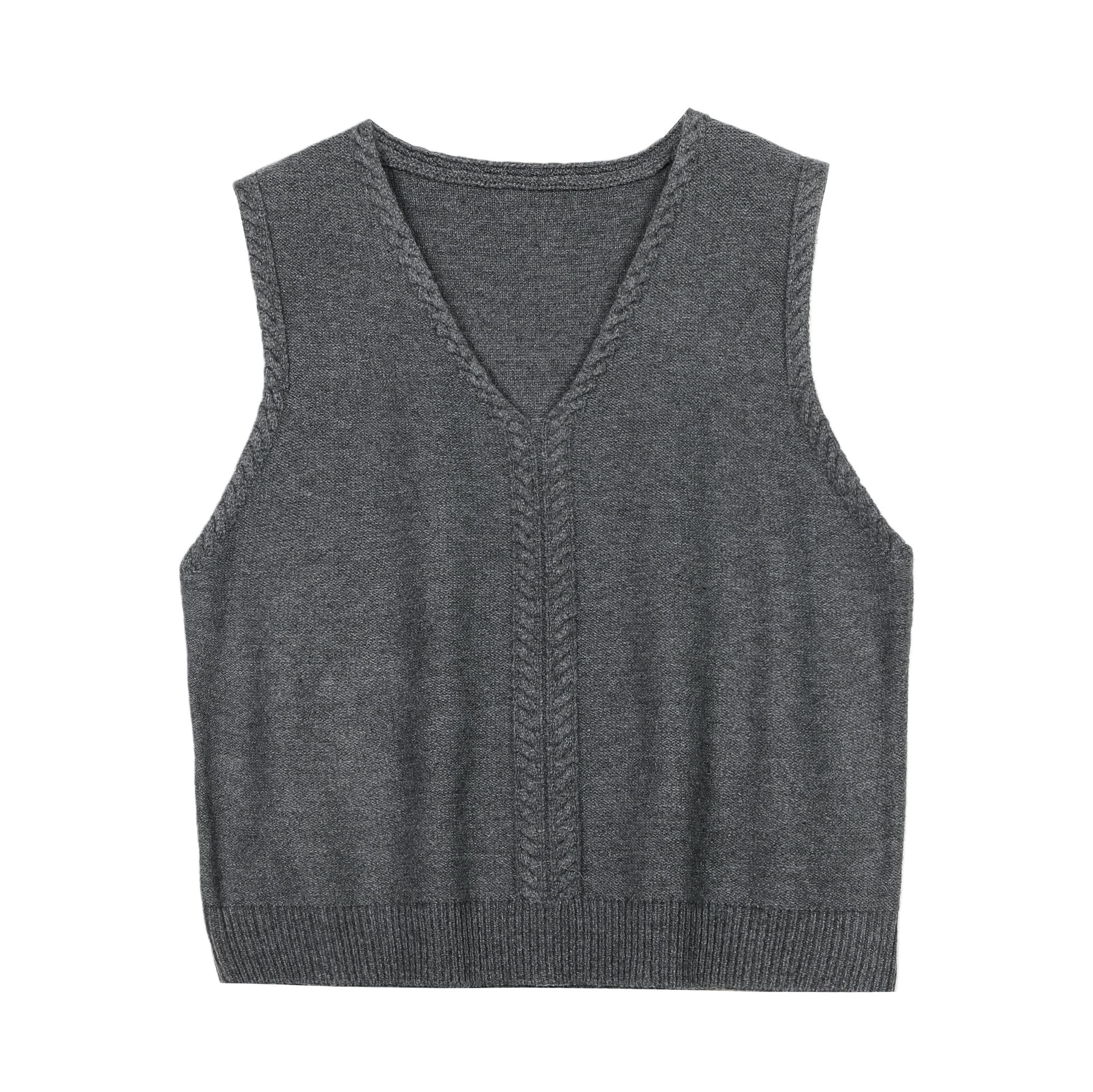 【麦穗马甲】秋冬V领麻花纯色针织马甲女显瘦短款百搭背心毛衣坎肩