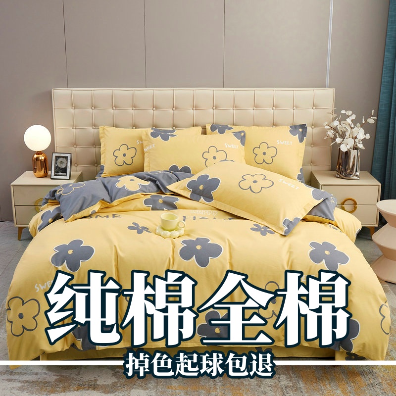 2025新款全棉四件套加厚斜纹纯棉印花田园小清新床单被套床上用品