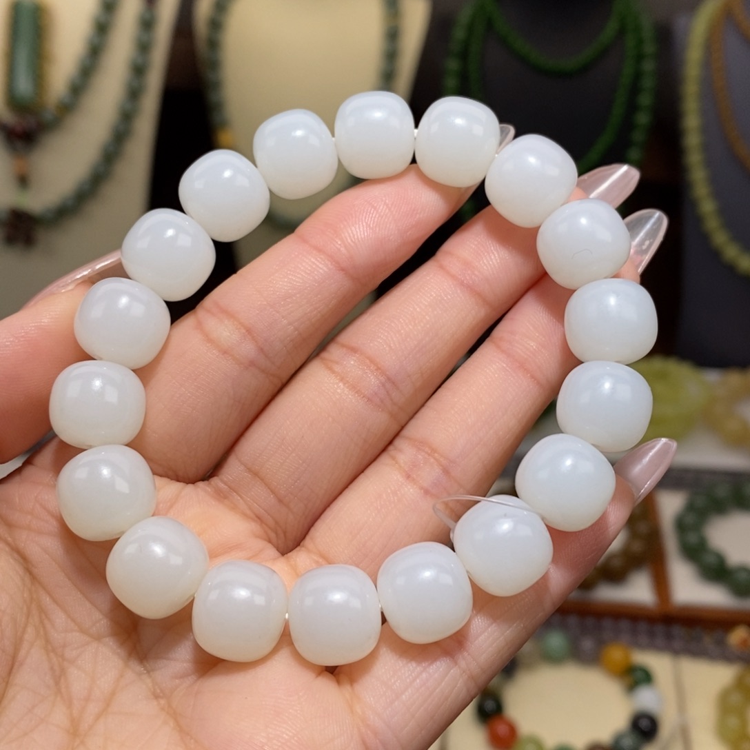 和田玉未镶嵌手串卡11*12