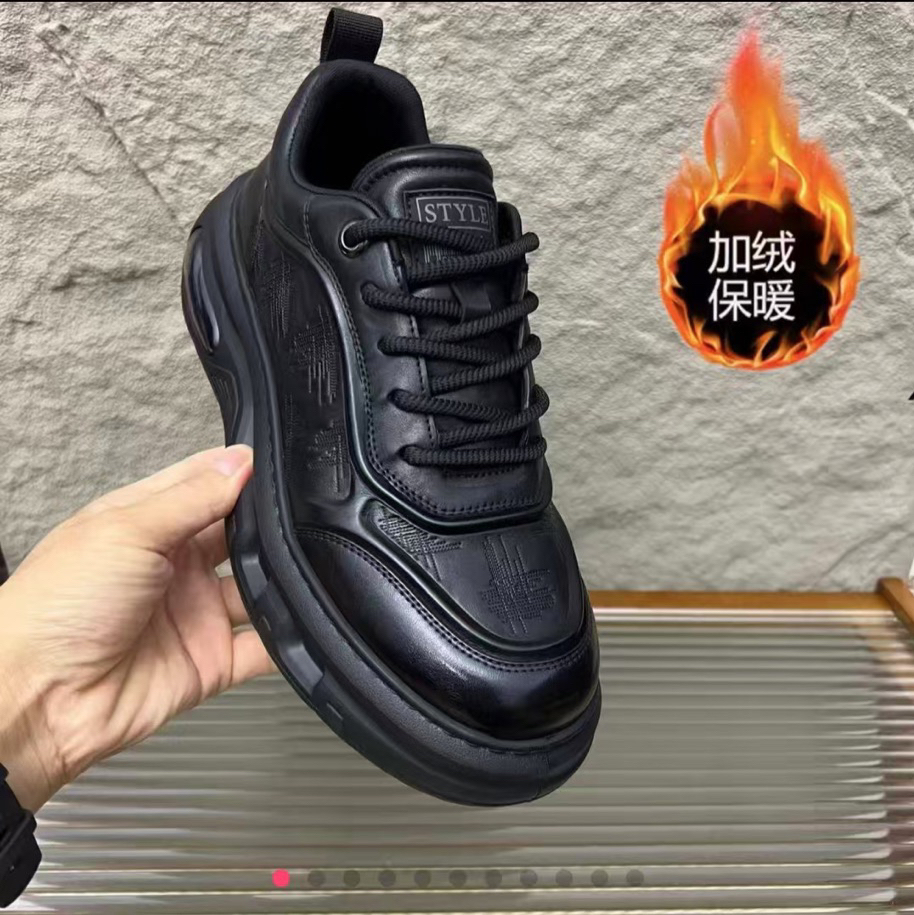 [头层牛皮] 新款男鞋时尚舒适耐磨加绒保暖百搭男士休闲鞋