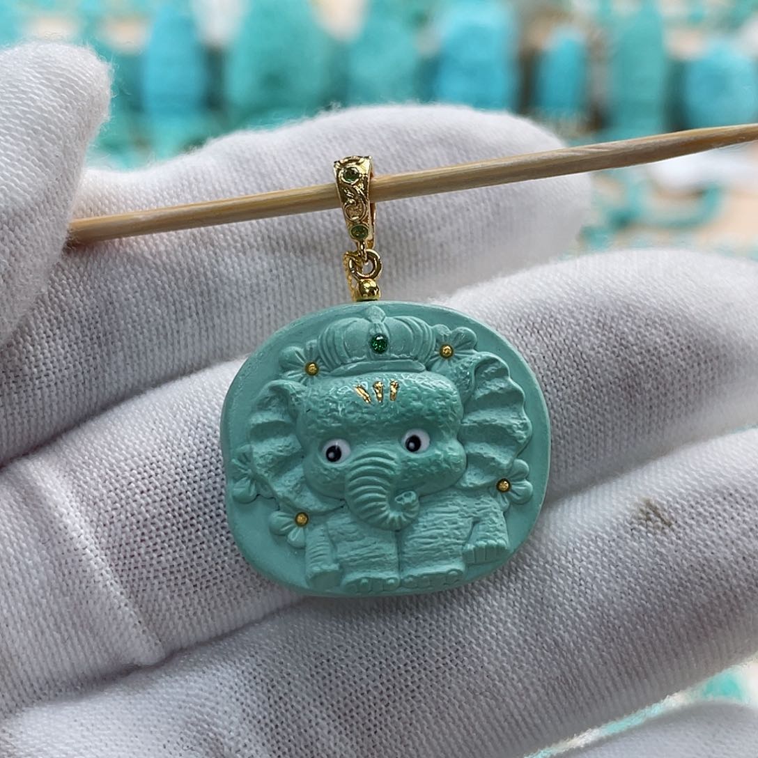 绿松石珠宝奇石18K金镶嵌