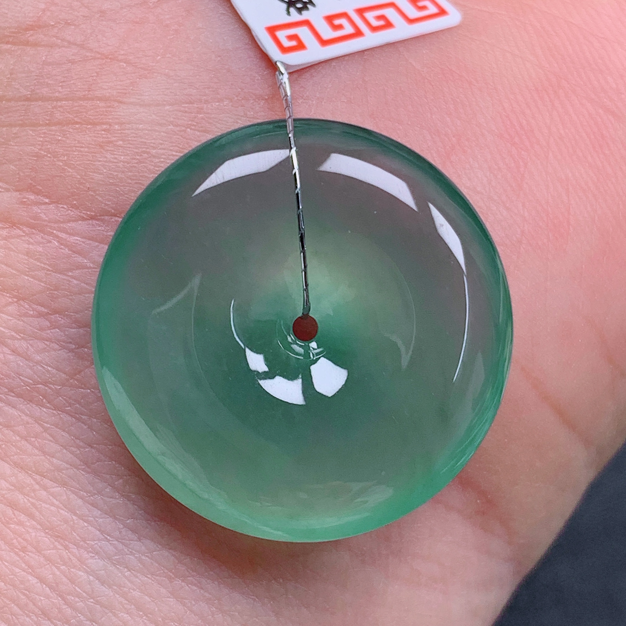 天然缅甸翡翠A货高冰起胶平安扣气质精美尺寸24.4*5.7 578