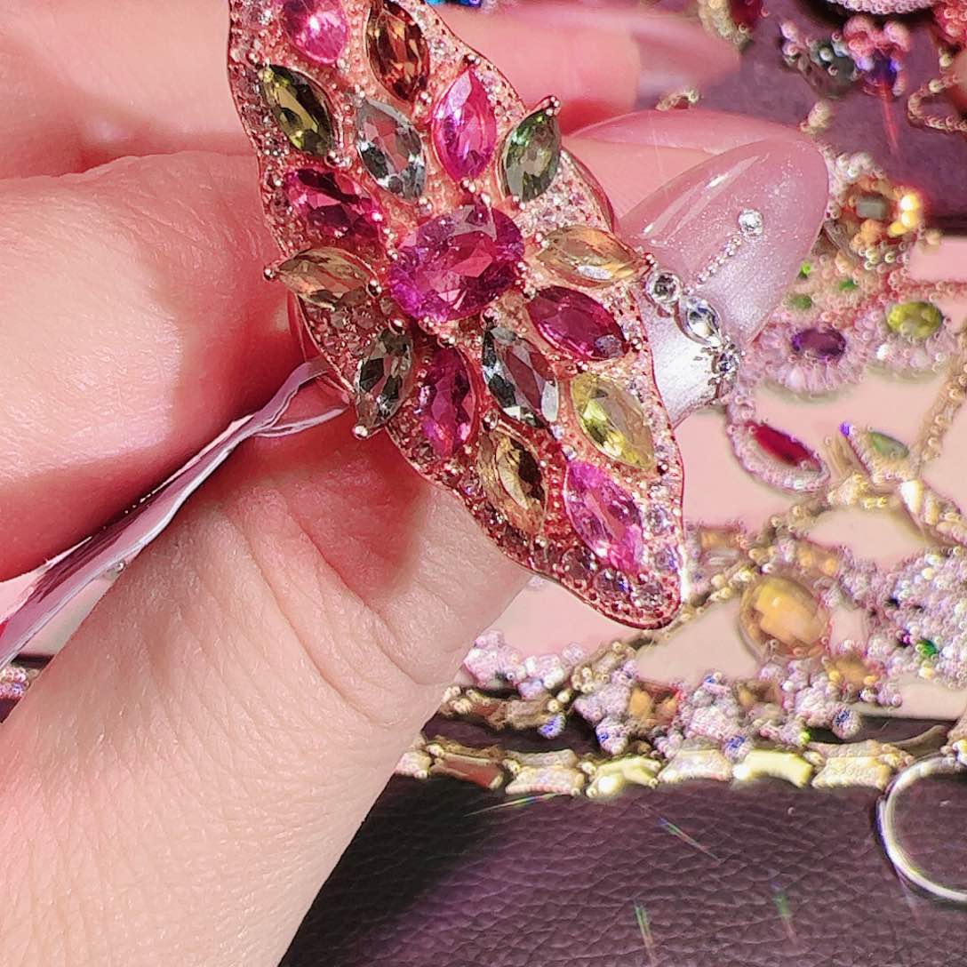 碧玺碧玺戒指银S925镶嵌