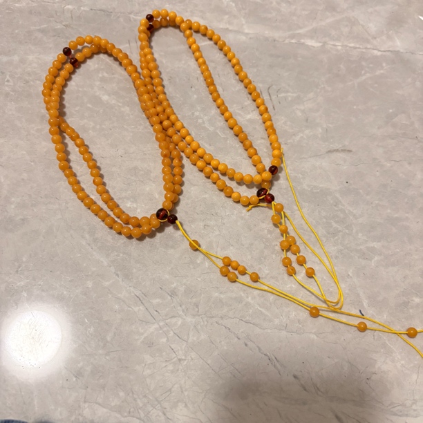 天然鸡油黄蜜蜡108项链 5mm左右—多样性发一m186