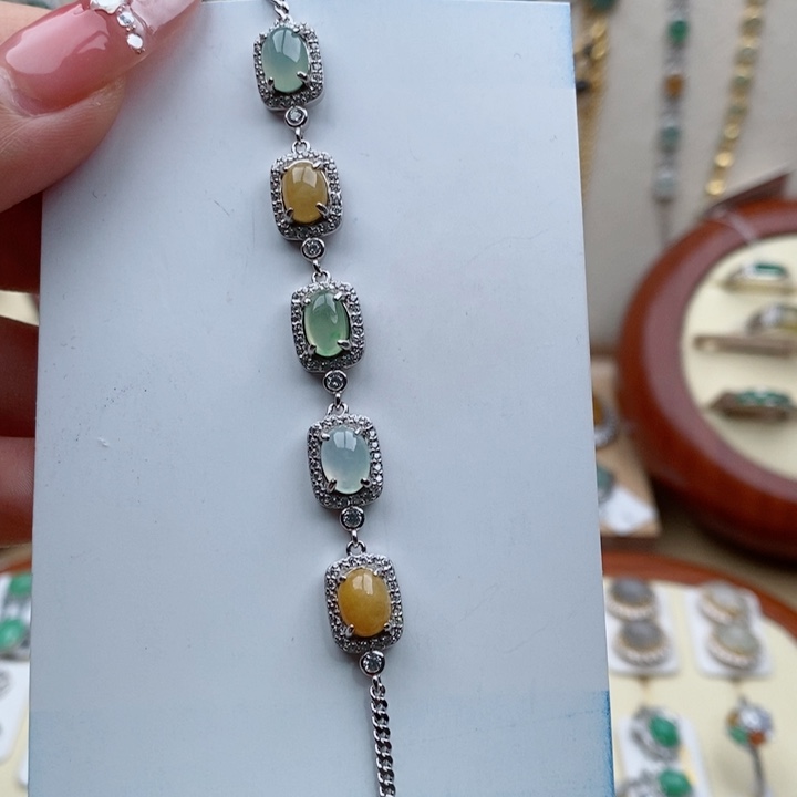 翡翠手链银S925镶嵌11111