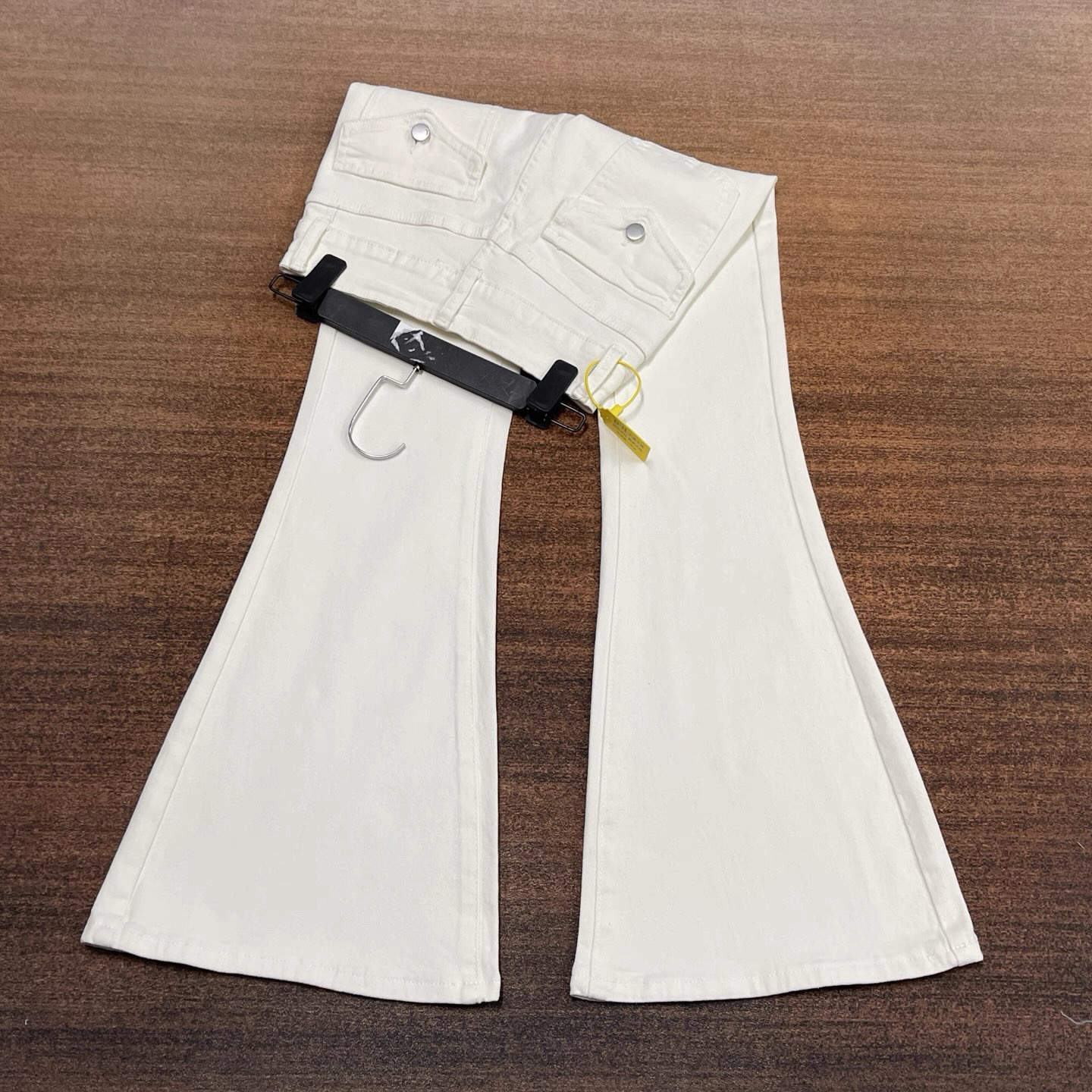 #B13-8891 加绒-厚绒 米白美式兜盖口袋款女神裤 高弹（不换退）