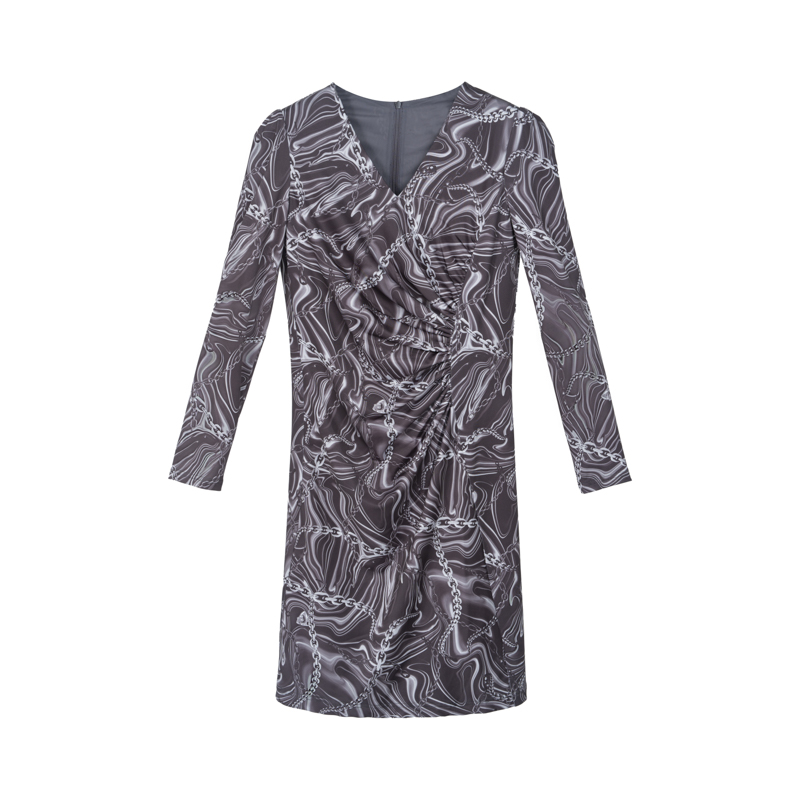 【专柜同款】她翼春季连衣裙气质长袖针织女收腰设计师AD3141353426