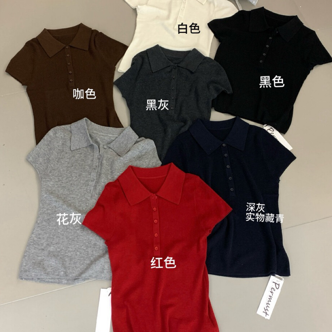 精细羊毛短袖 Polo领上衣