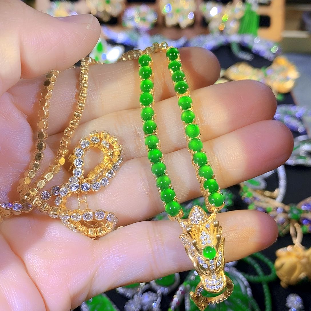 吊坠(不含链)银S925镶嵌翡翠