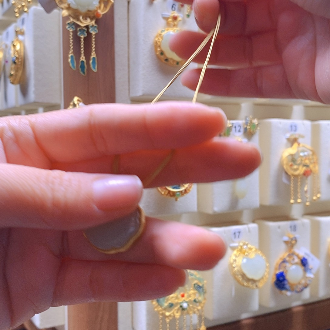 和田玉颈饰银S925镶嵌