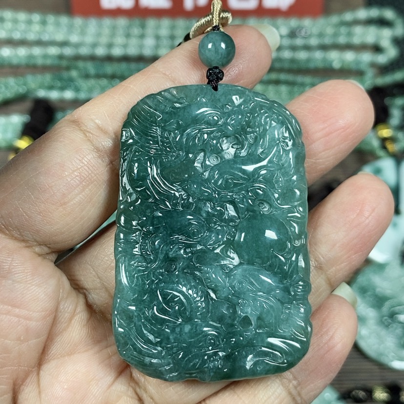 【闪购商品】翡翠颈饰未镶嵌玉吊坠翡翠玉双面九龙牌