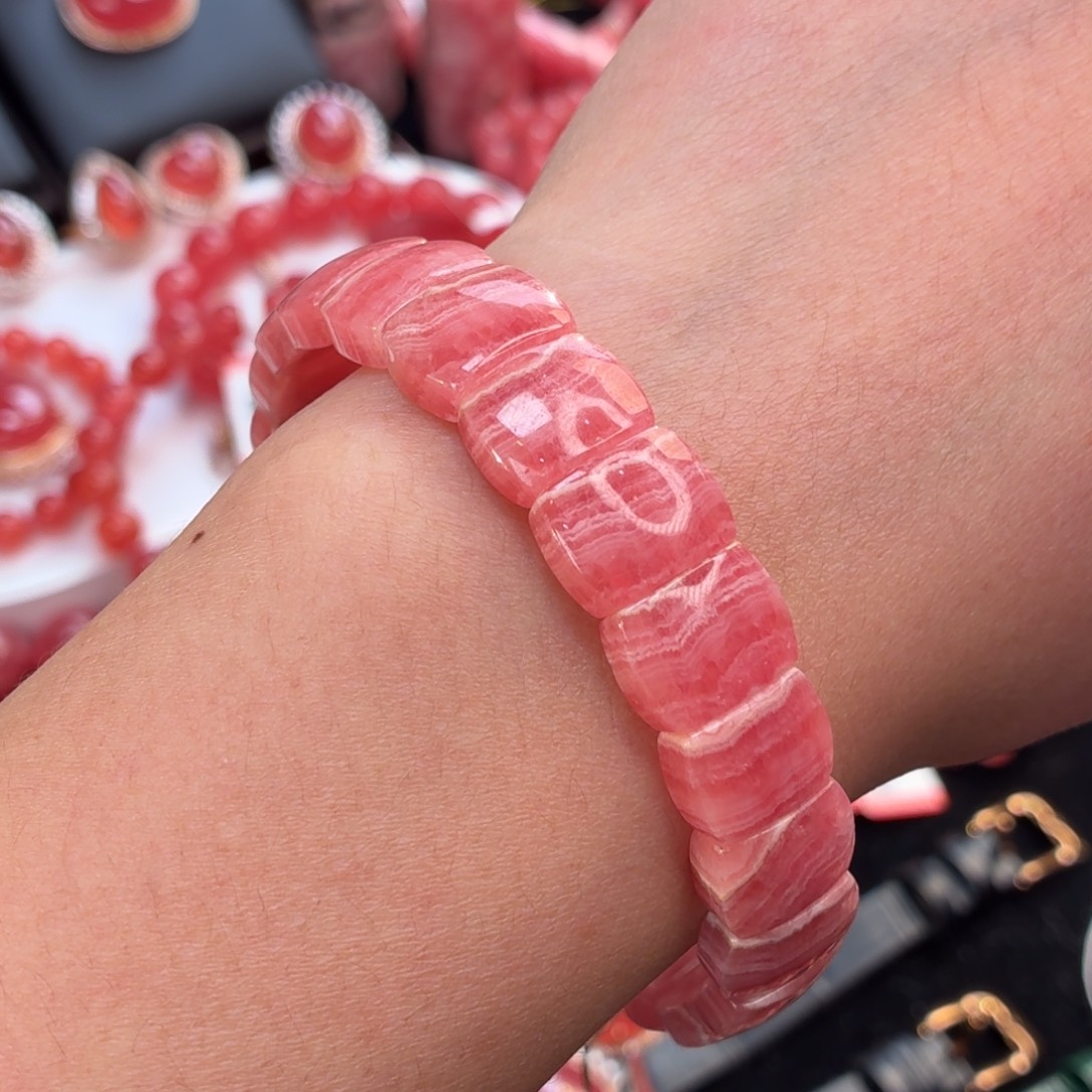 菱锰矿（红纹石）未镶嵌手串