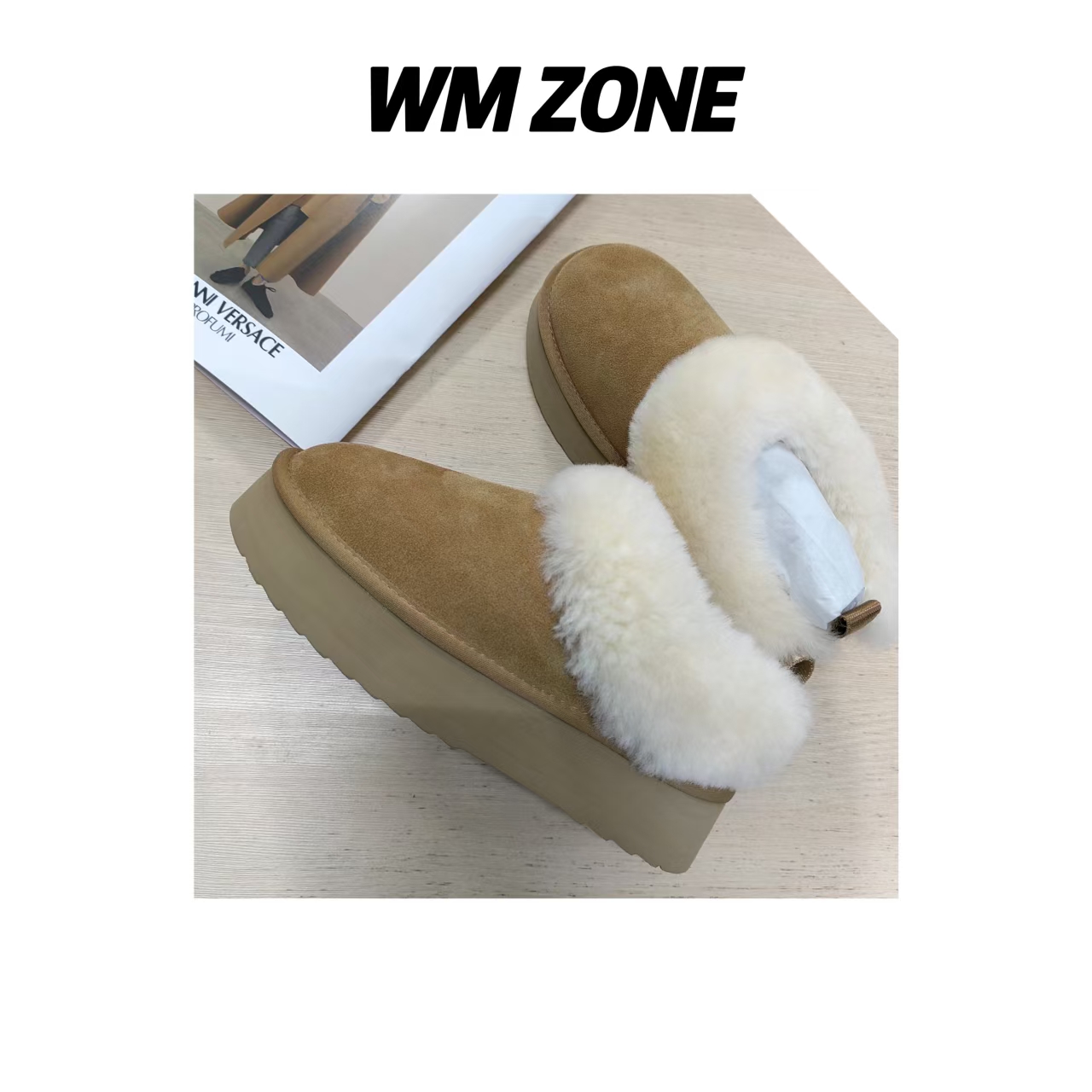 WM  4070   一脚蹬懒人毛毛短筒靴子