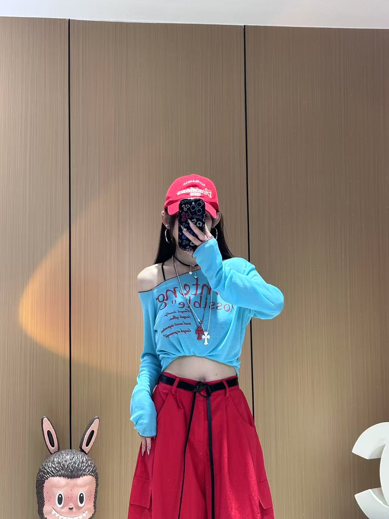 XX957-1  美式辣妹防晒罩衫薄款斜肩高级感显瘦百搭露肩长袖T恤